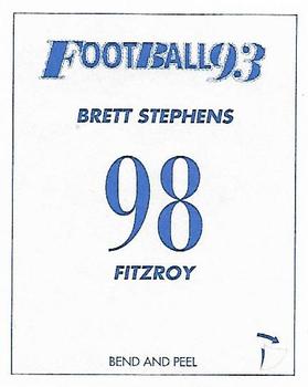 1993 Select AFL Stickers #98 Brett Stephens Back